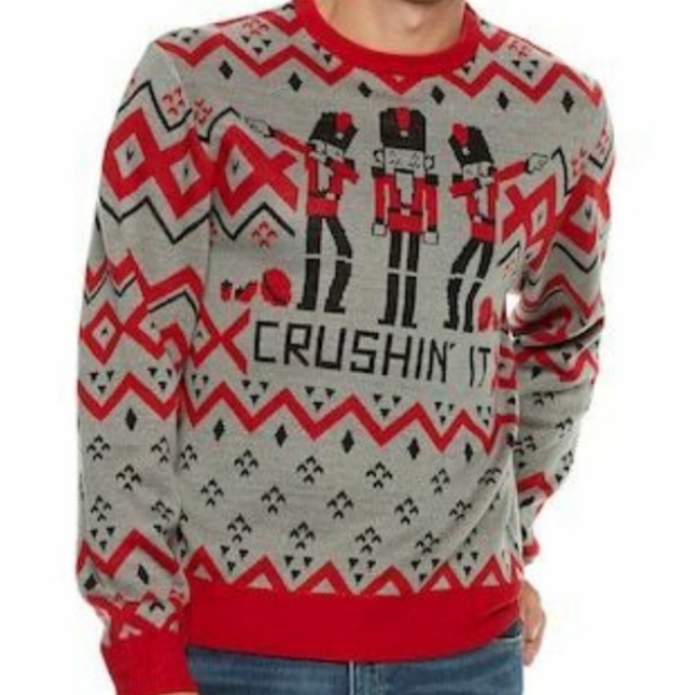 Ugly Christmas Sweater Nutcrackers Crushin' It - Dabbing